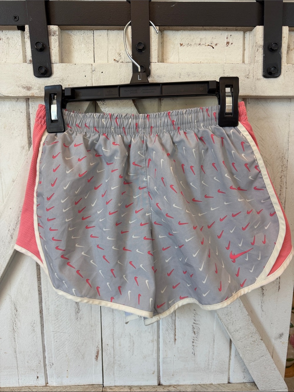 Nike Girls Gray & Pink Athletic Running Shorts